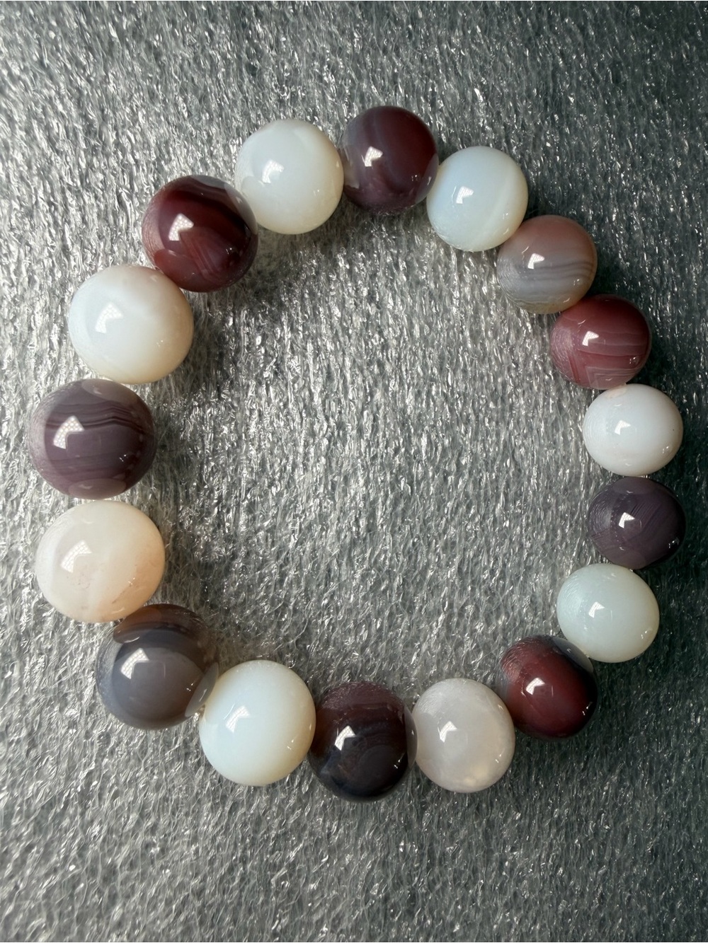 Gorgeous 12MM Banded Agate Natural Crystal Bracelet
